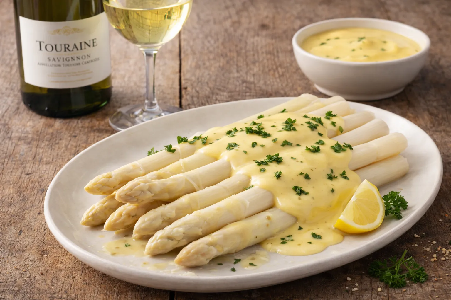 Asperges blanches avec sauce hollandaise