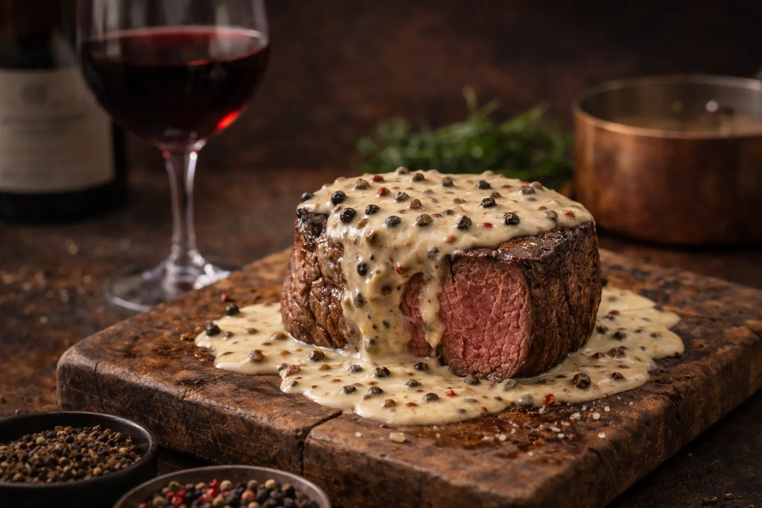 Filet de bœuf avec sauce au poivre
